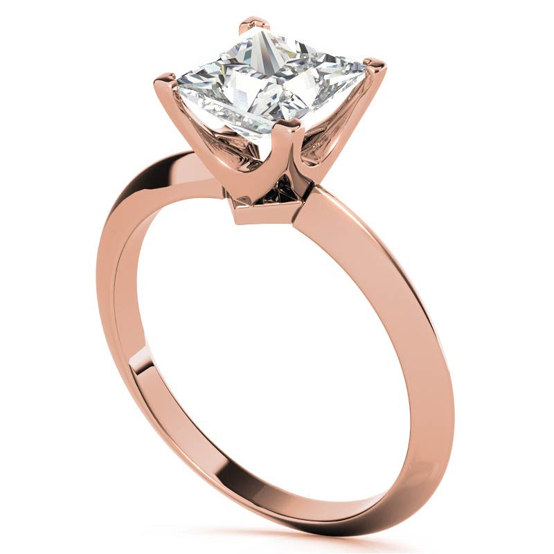 Knife-edge Princess cut Moissanite Solitaire Ring