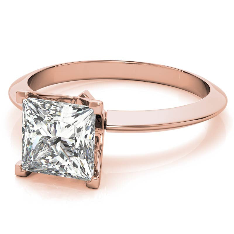 Knife-edge Princess cut Moissanite Solitaire Ring