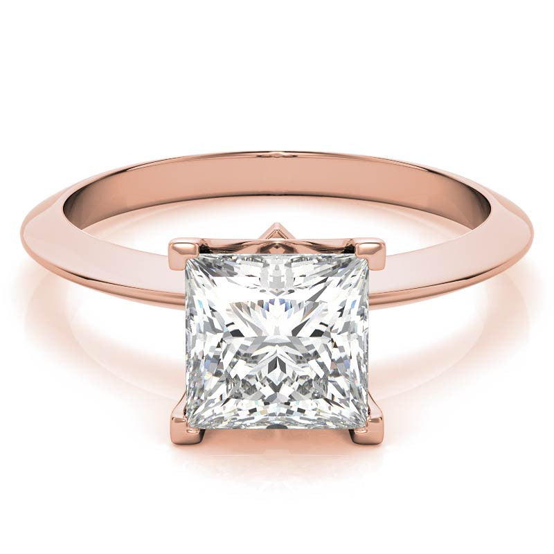 Knife-edge Princess cut Moissanite Solitaire Ring