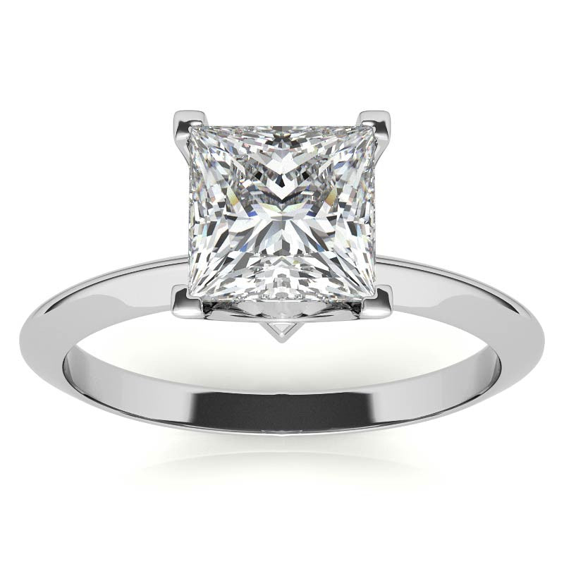 Knife-edge Princess cut Moissanite Solitaire Ring