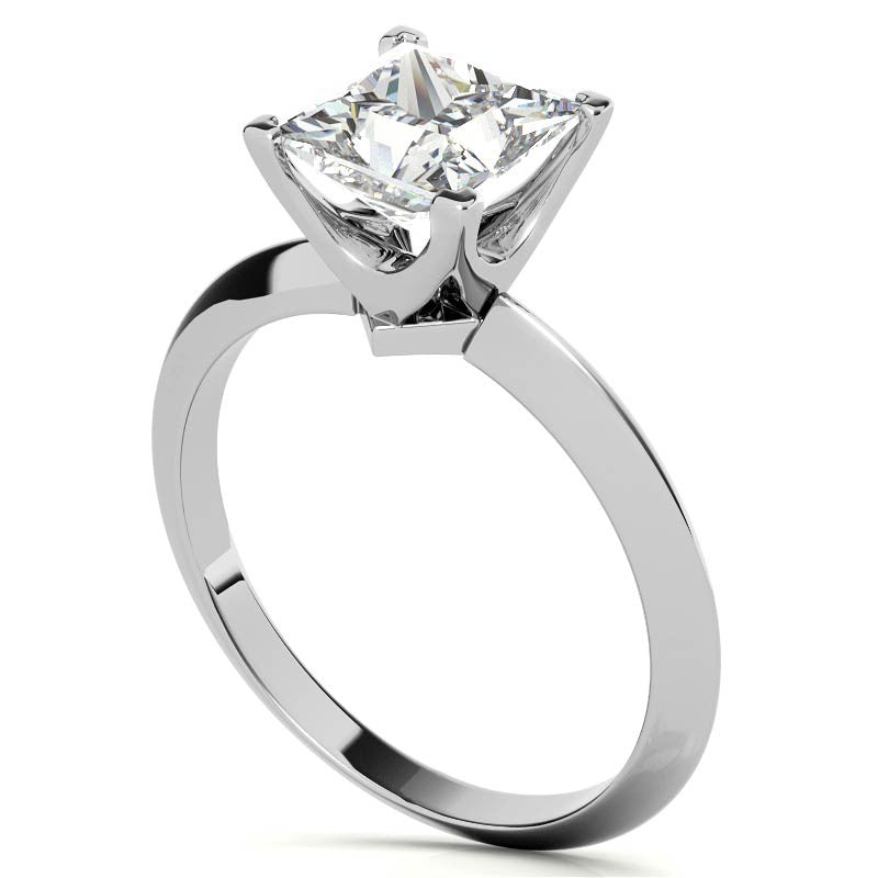 Knife-edge Princess cut Moissanite Solitaire Ring