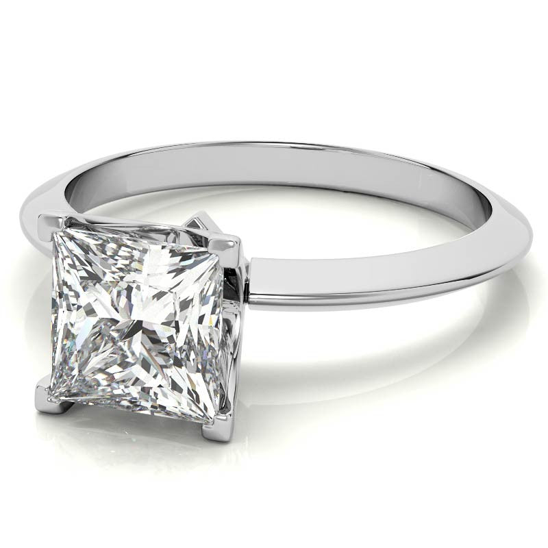 Knife-edge Princess cut Moissanite Solitaire Ring