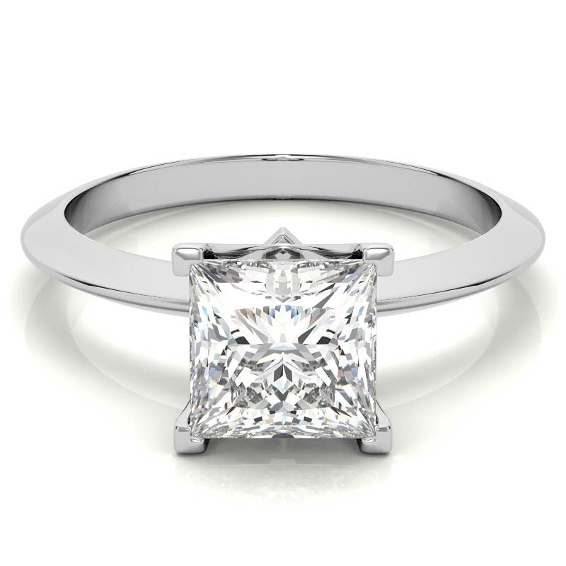 Knife-edge Princess cut Moissanite Solitaire Ring