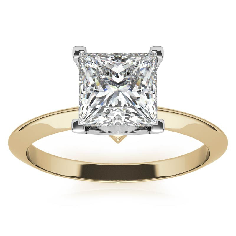 Knife-edge Princess cut Moissanite Solitaire Ring