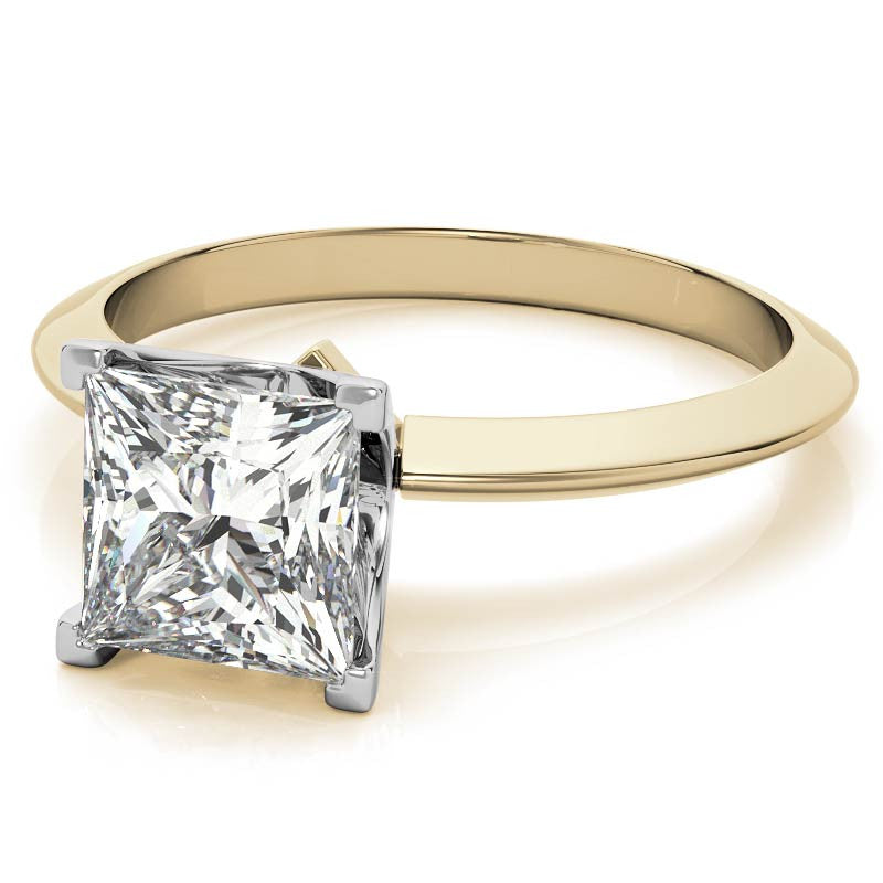 Knife-edge Princess cut Moissanite Solitaire Ring
