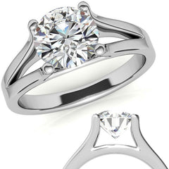 Round Brilliant Moissanite Split Shank Solitaire Ring