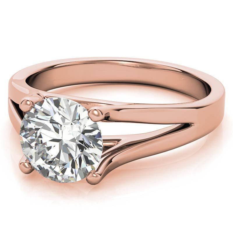 Round Brilliant Moissanite Split Shank Solitaire Ring