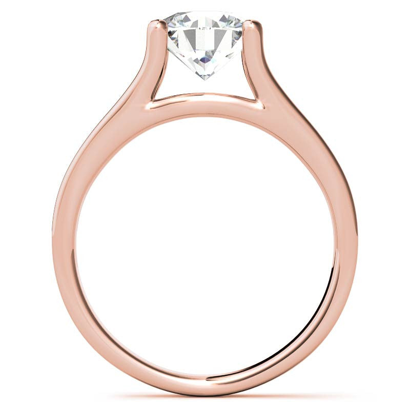Round Brilliant Moissanite Split Shank Solitaire Ring