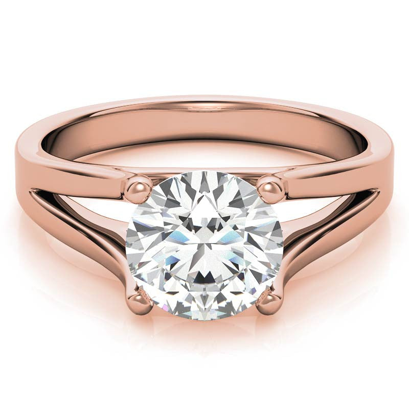 Round Brilliant Moissanite Split Shank Solitaire Ring