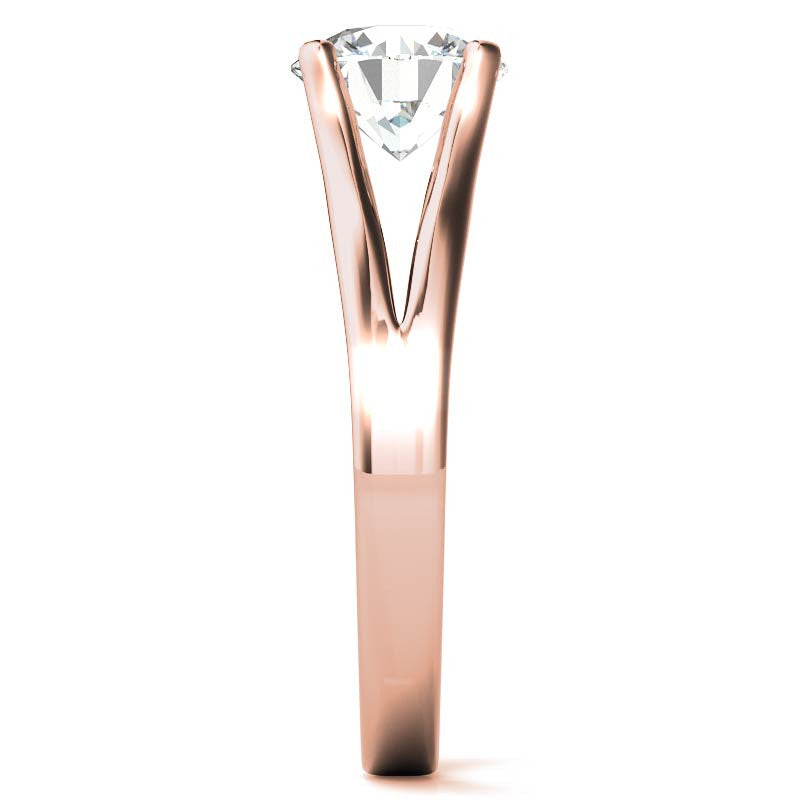 Round Brilliant Moissanite Split Shank Solitaire Ring