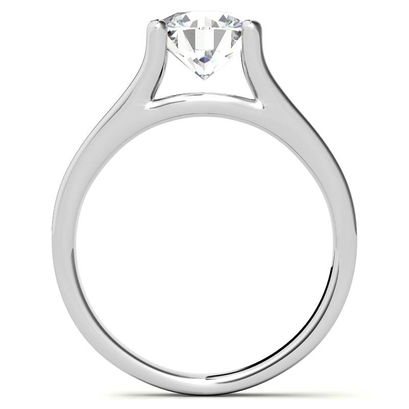 Round Brilliant Moissanite Split Shank Solitaire Ring