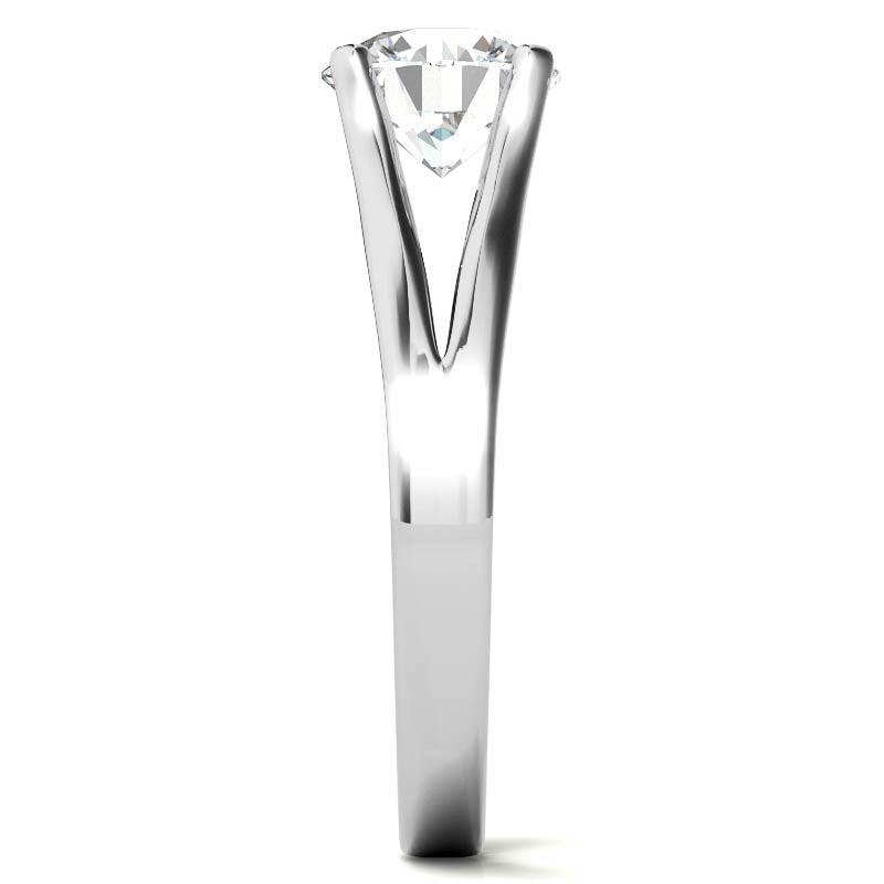 Round Brilliant Moissanite Split Shank Solitaire Ring