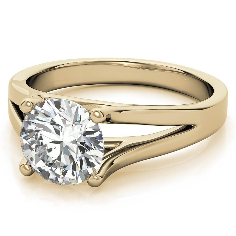 Round Brilliant Moissanite Split Shank Solitaire Ring