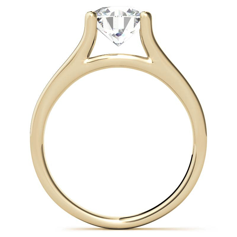 Round Brilliant Moissanite Split Shank Solitaire Ring