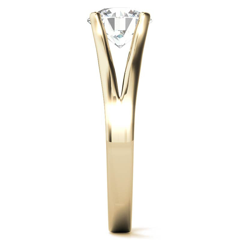 Round Brilliant Moissanite Split Shank Solitaire Ring