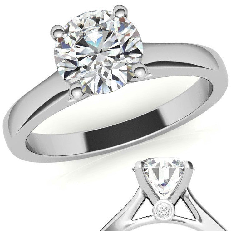 Round Brilliant Moissanite Solitaire Ring with Surprise Diamonds