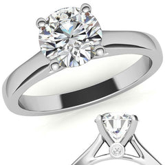 Round Brilliant Moissanite Solitaire Ring with Surprise Diamonds