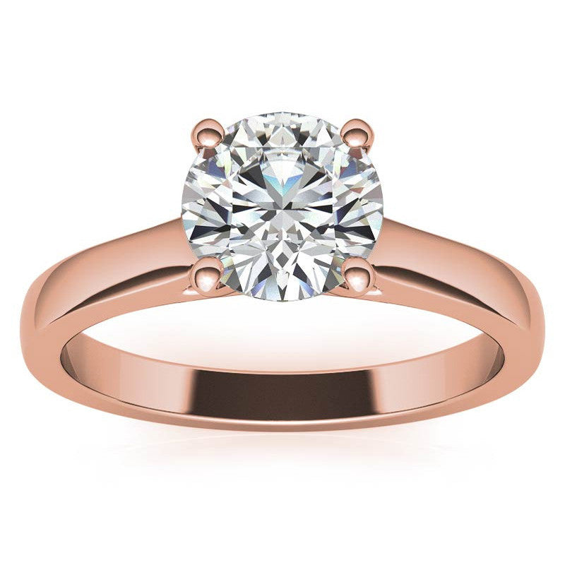 Round Brilliant Moissanite Solitaire Ring with Surprise Diamonds