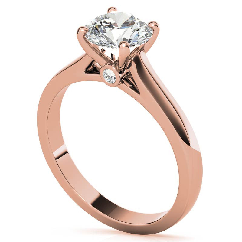 Round Brilliant Moissanite Solitaire Ring with Surprise Diamonds