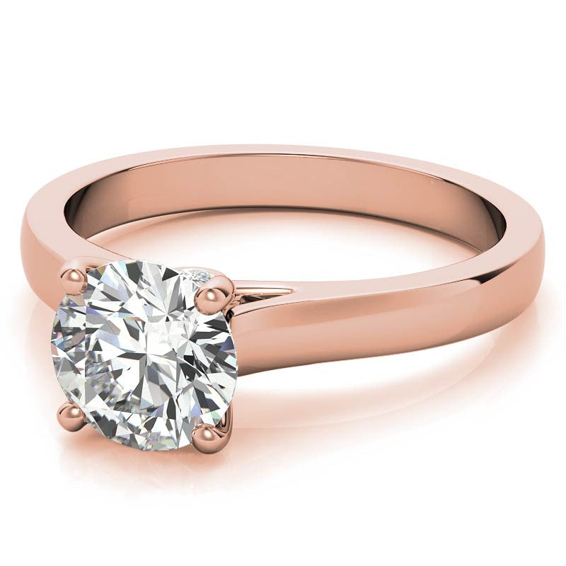 Round Brilliant Moissanite Solitaire Ring with Surprise Diamonds