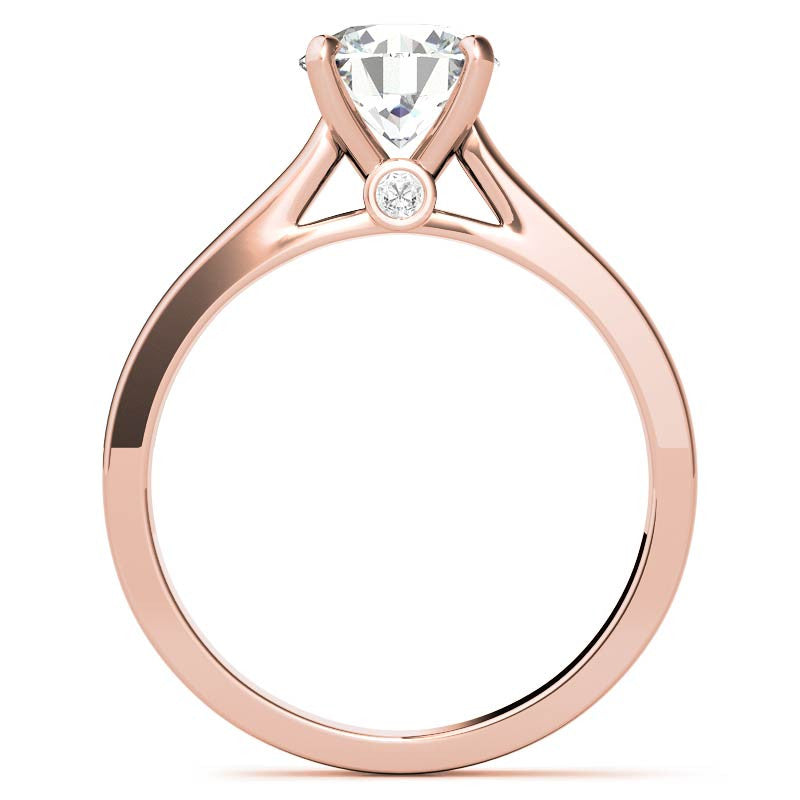 Round Brilliant Moissanite Solitaire Ring with Surprise Diamonds