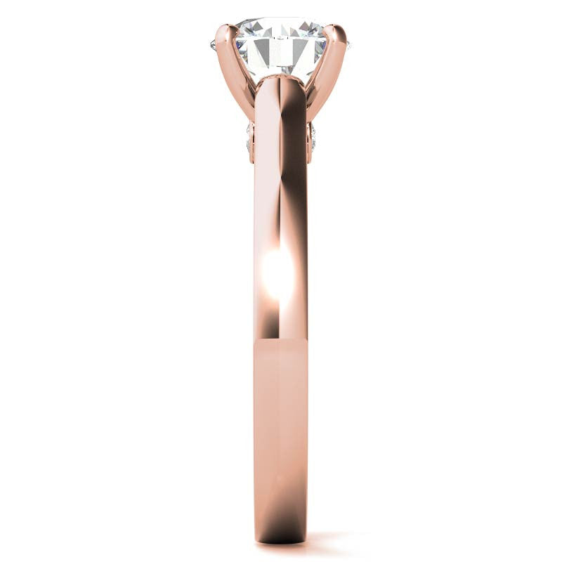 Round Brilliant Moissanite Solitaire Ring with Surprise Diamonds