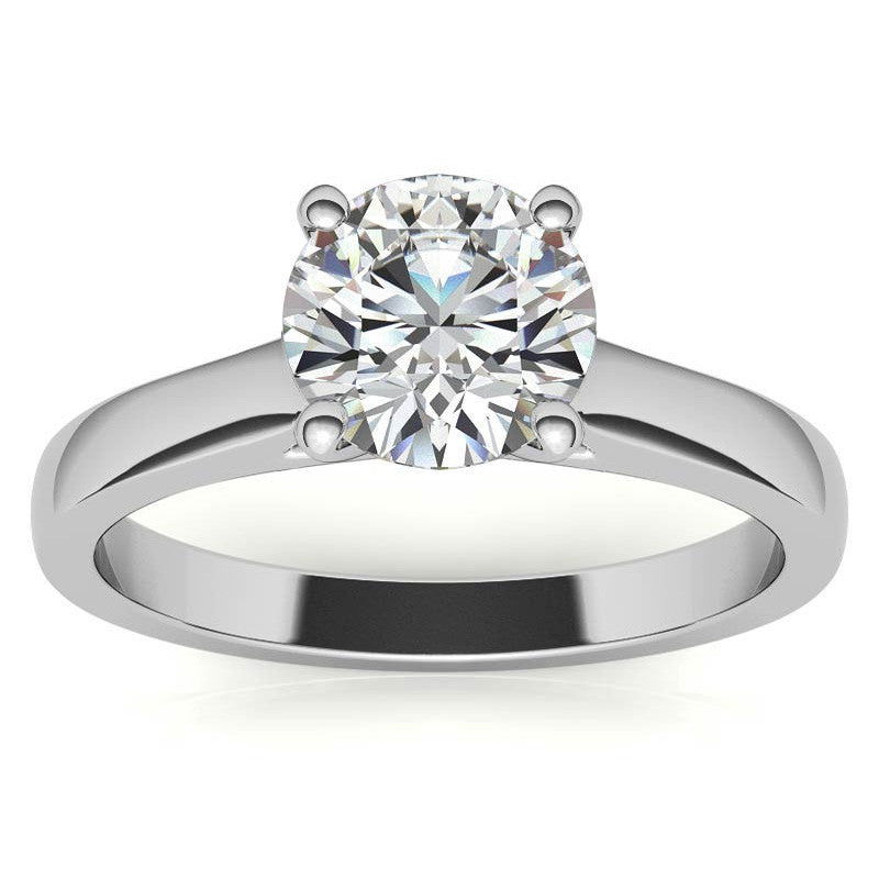 Round Brilliant Moissanite Solitaire Ring with Surprise Diamonds