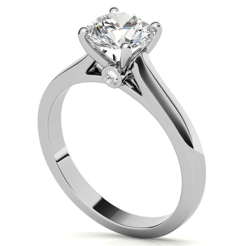 Round Brilliant Moissanite Solitaire Ring with Surprise Diamonds