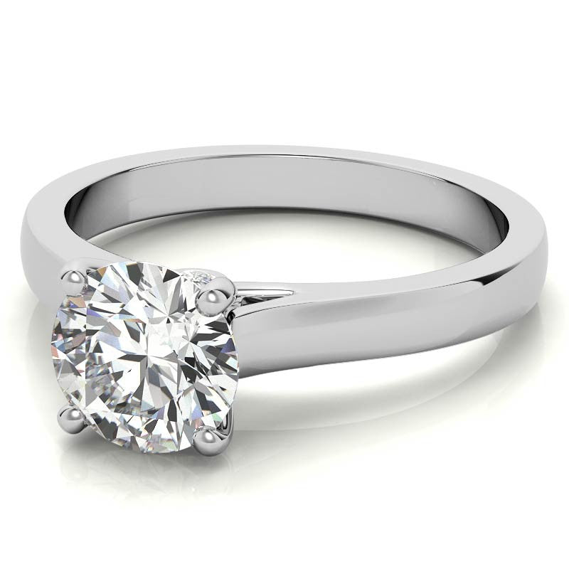 Round Brilliant Moissanite Solitaire Ring with Surprise Diamonds
