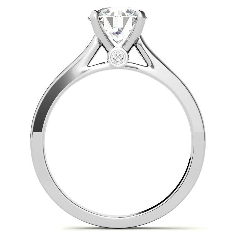 Round Brilliant Moissanite Solitaire Ring with Surprise Diamonds