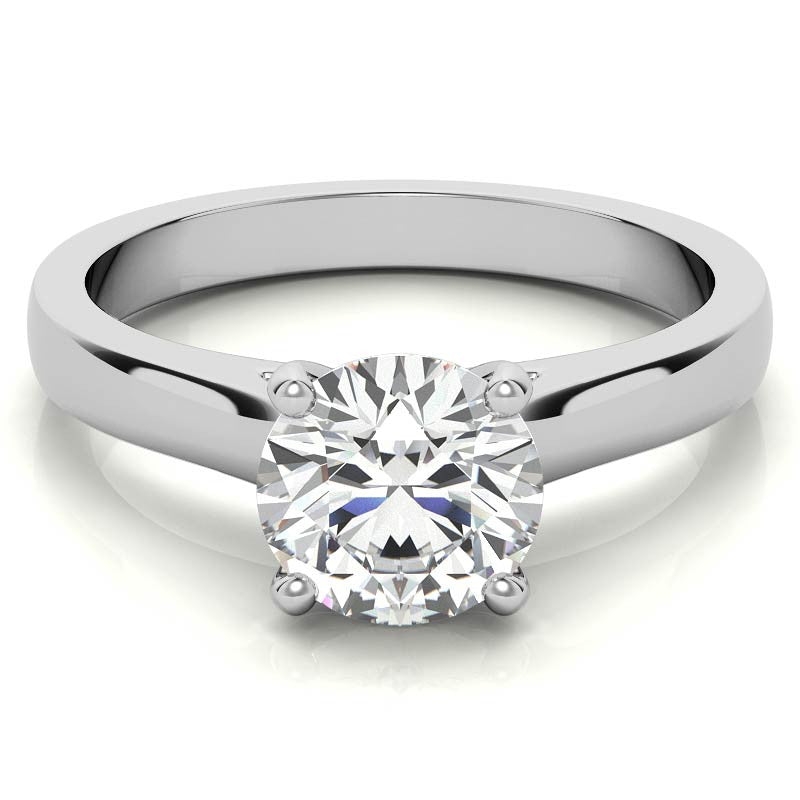Round Brilliant Moissanite Solitaire Ring with Surprise Diamonds