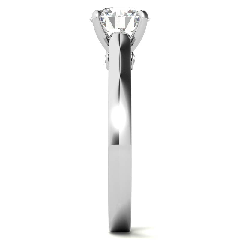 Round Brilliant Moissanite Solitaire Ring with Surprise Diamonds