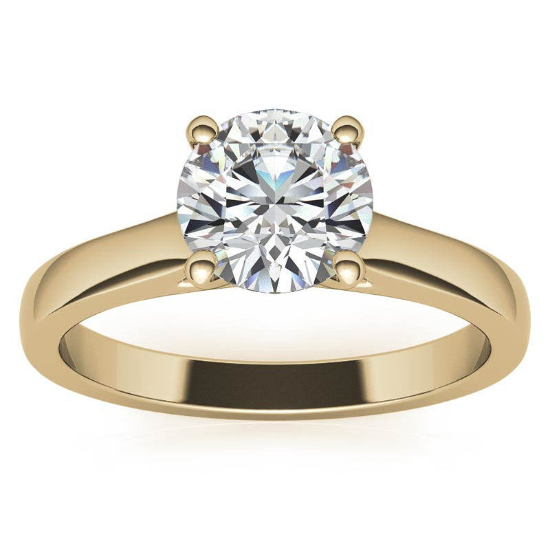 Round Brilliant Moissanite Solitaire Ring with Surprise Diamonds