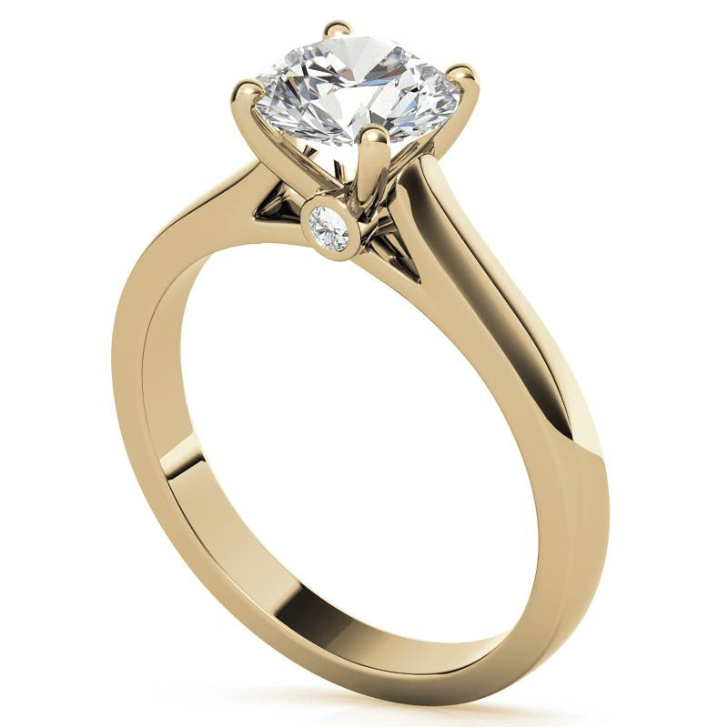 Round Brilliant Moissanite Solitaire Ring with Surprise Diamonds