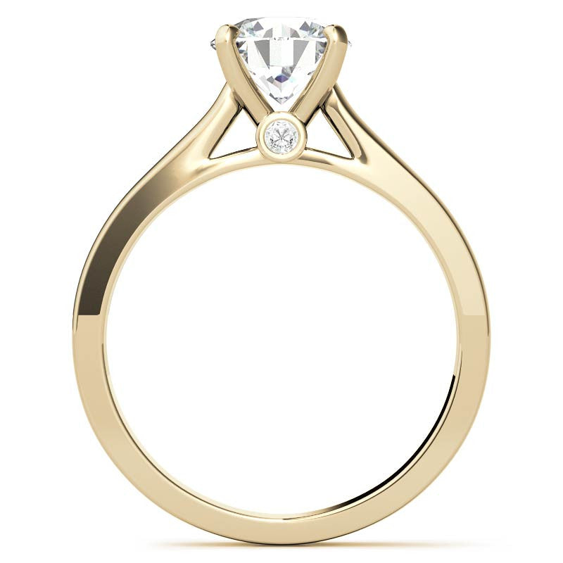 Round Brilliant Moissanite Solitaire Ring with Surprise Diamonds