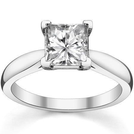 Princess cut Moissanite Cathedral Solitaire Ring