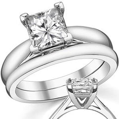 Princess cut Moissanite Cathedral Solitaire Ring