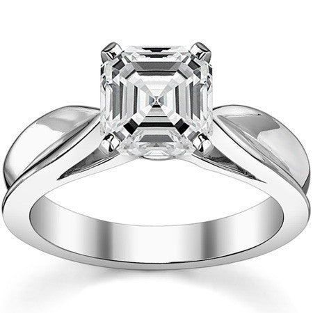 Scalloped Cathedral Moissanite Solitaire Ring