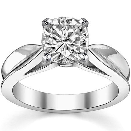 Scalloped Cathedral Moissanite Solitaire Ring