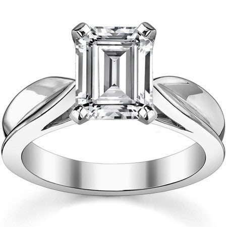 Scalloped Cathedral Moissanite Solitaire Ring