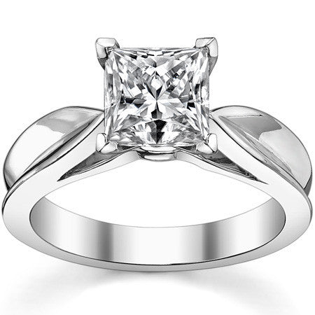 Scalloped Cathedral Moissanite Solitaire Ring