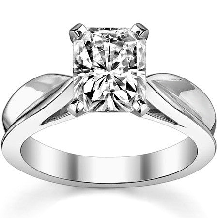 Scalloped Cathedral Moissanite Solitaire Ring