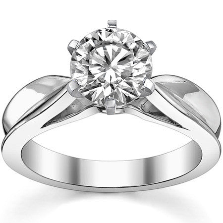 Scalloped Cathedral Moissanite Solitaire Ring