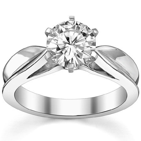 Scalloped Cathedral Moissanite Solitaire Ring