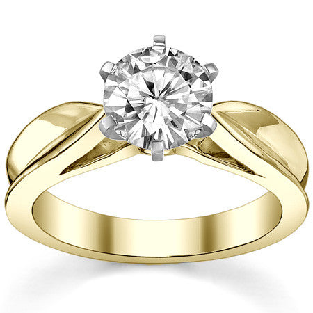 Scalloped Cathedral Moissanite Solitaire Ring