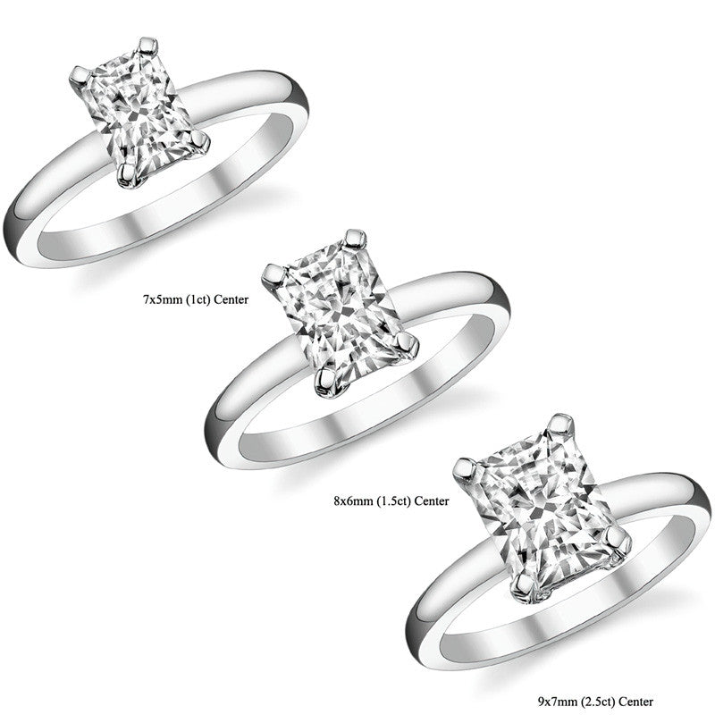 Radiant/Emerald cut Moissanite Solitaire Ring