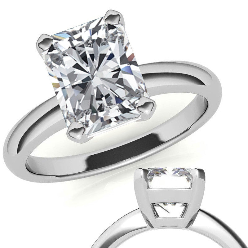 Radiant/Emerald cut Moissanite Solitaire Ring