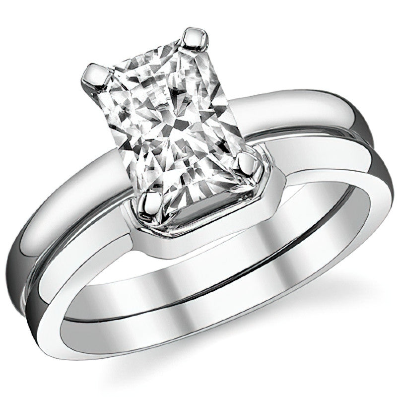 Radiant/Emerald cut Moissanite Solitaire Ring