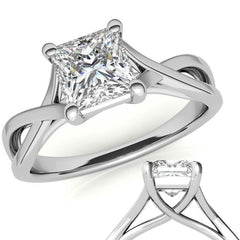 Princess Split Shank Trellis Solitaire Ring