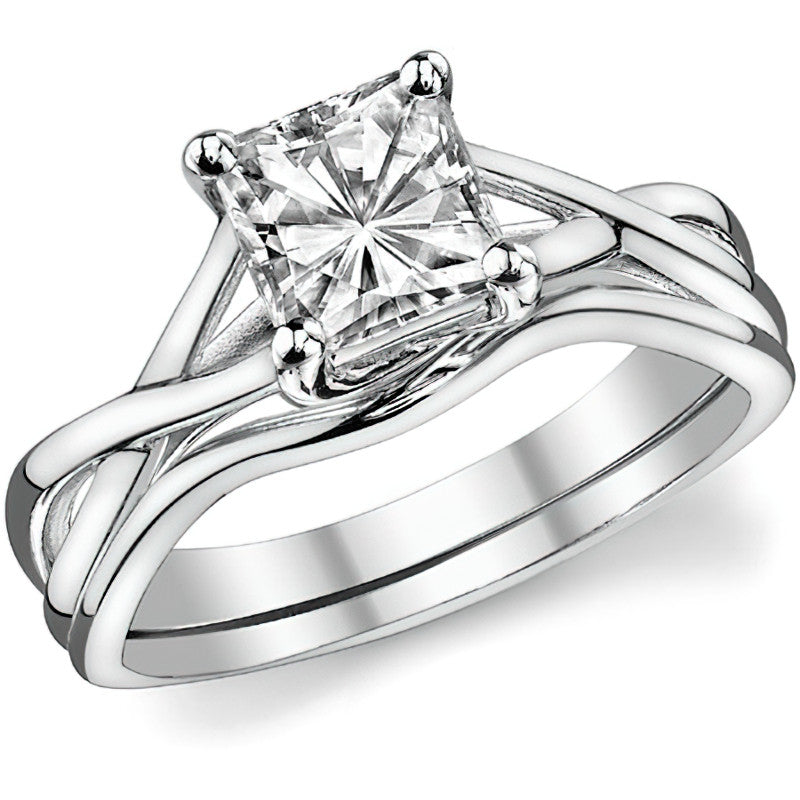 Princess Split Shank Trellis Solitaire Ring